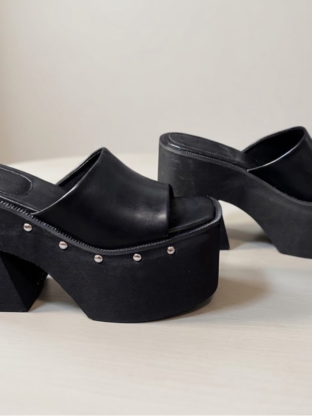 Bellini Black Studded Platform Mule Sandals